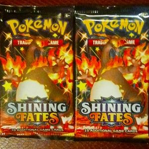 2 Pokemon Shining Fates Booster Packs w/Shiny Charizard Pack Art